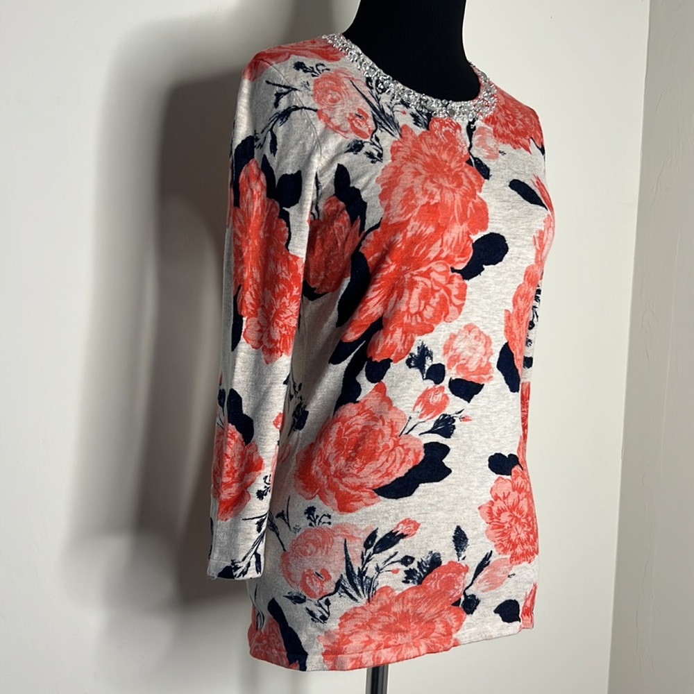 INC INTERNATIONAL CONCEPTS Embellished Floral Top S - Picture 2 of 7